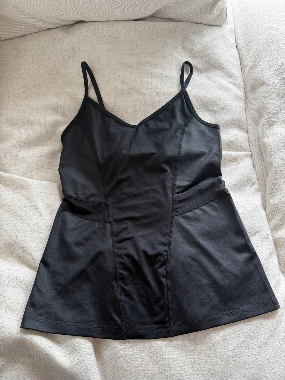 Fabletics Black Slip Chemise with Spaghetti Straps